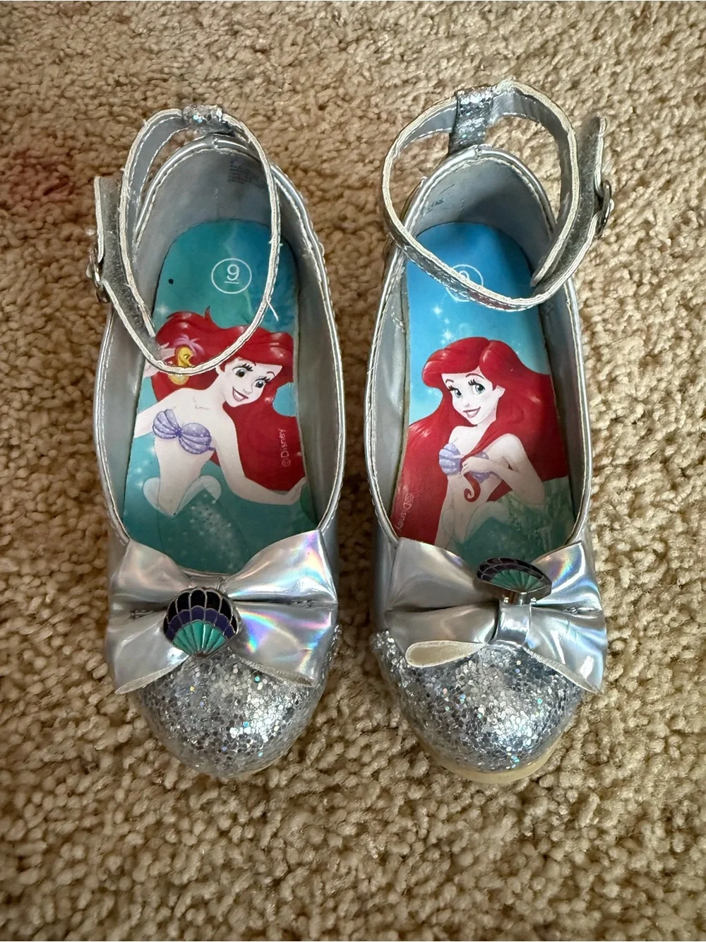 Girls' Silver Ariel Mermaid Glitter Dress Shoes
